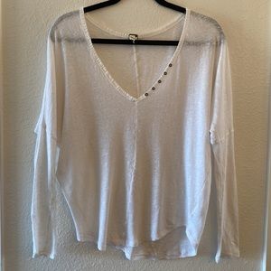 We the Free/Free People Linen Long Sleeve Burnout Top